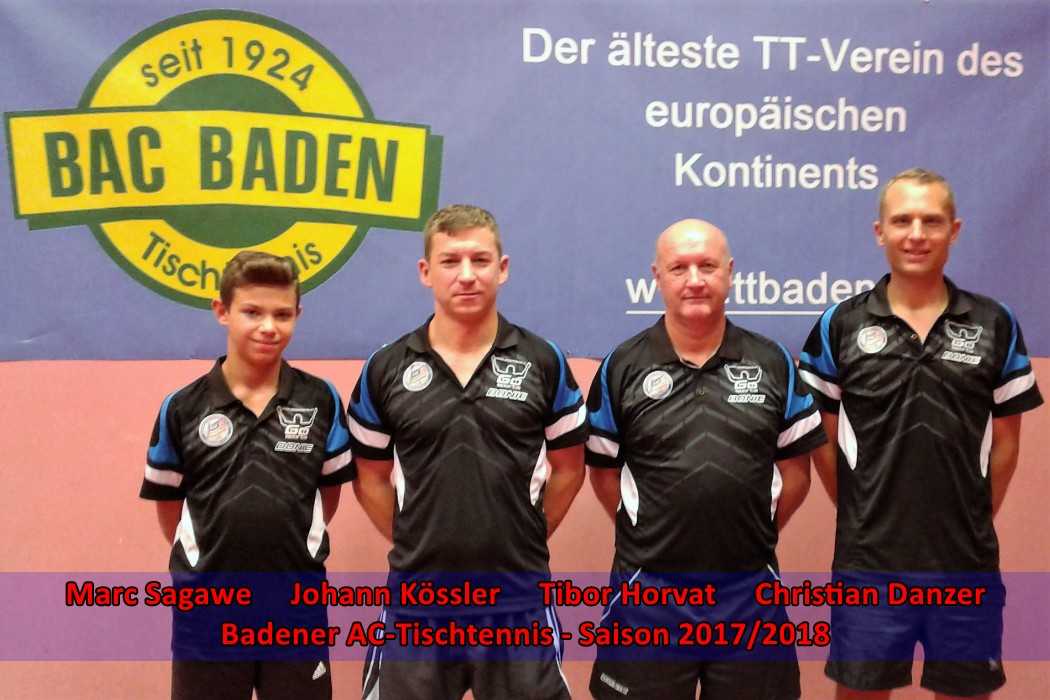 Badener AC Tischtennis -2. Landesliga Saison 2017-2018 - Marc Sagawe Johann Koessler Tibor Horvat Christian Danzer