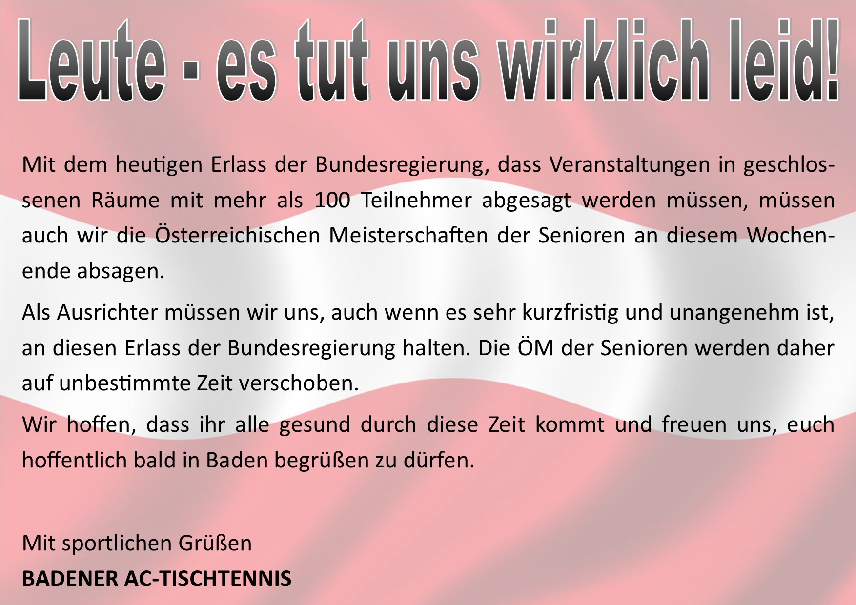 Verschiebung von Veranstaltungen