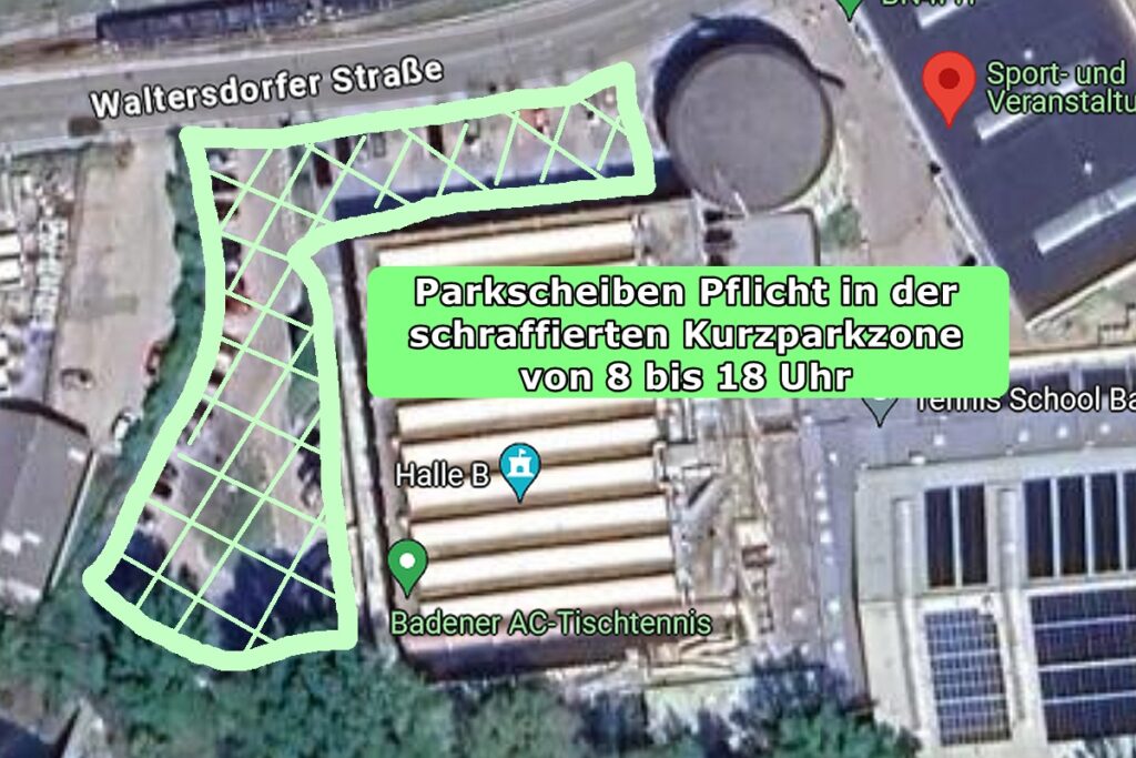 Badener AC Tischtennis - Kurzparkzone bei der Sporthalle Baden