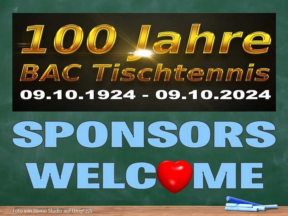 Badener AC Tischtenis - Sponsors Welcome - 100 Jahrfeier